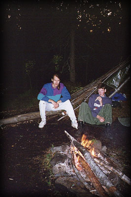 Mats and I sitting by the fire