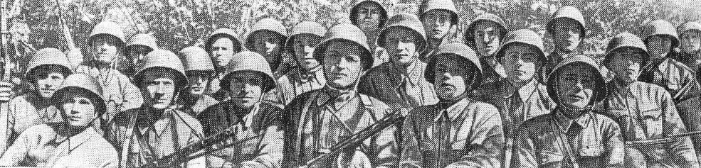 A group of soldiers and commanders of the 1379th Infantry Regiment of the 87th Infantry Division